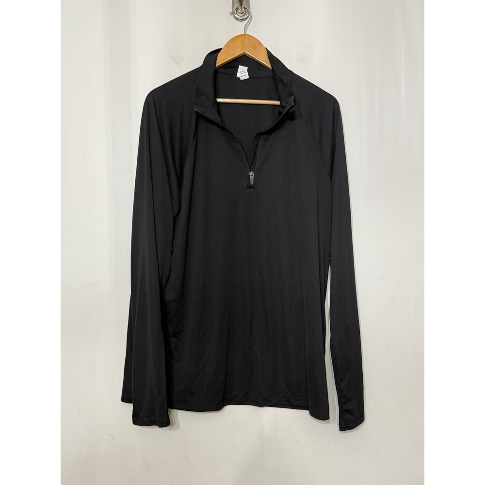 Alo Yoga Mens 1/4 Zip Pullover Black Performance Long Sleeve L Athleisure Logo